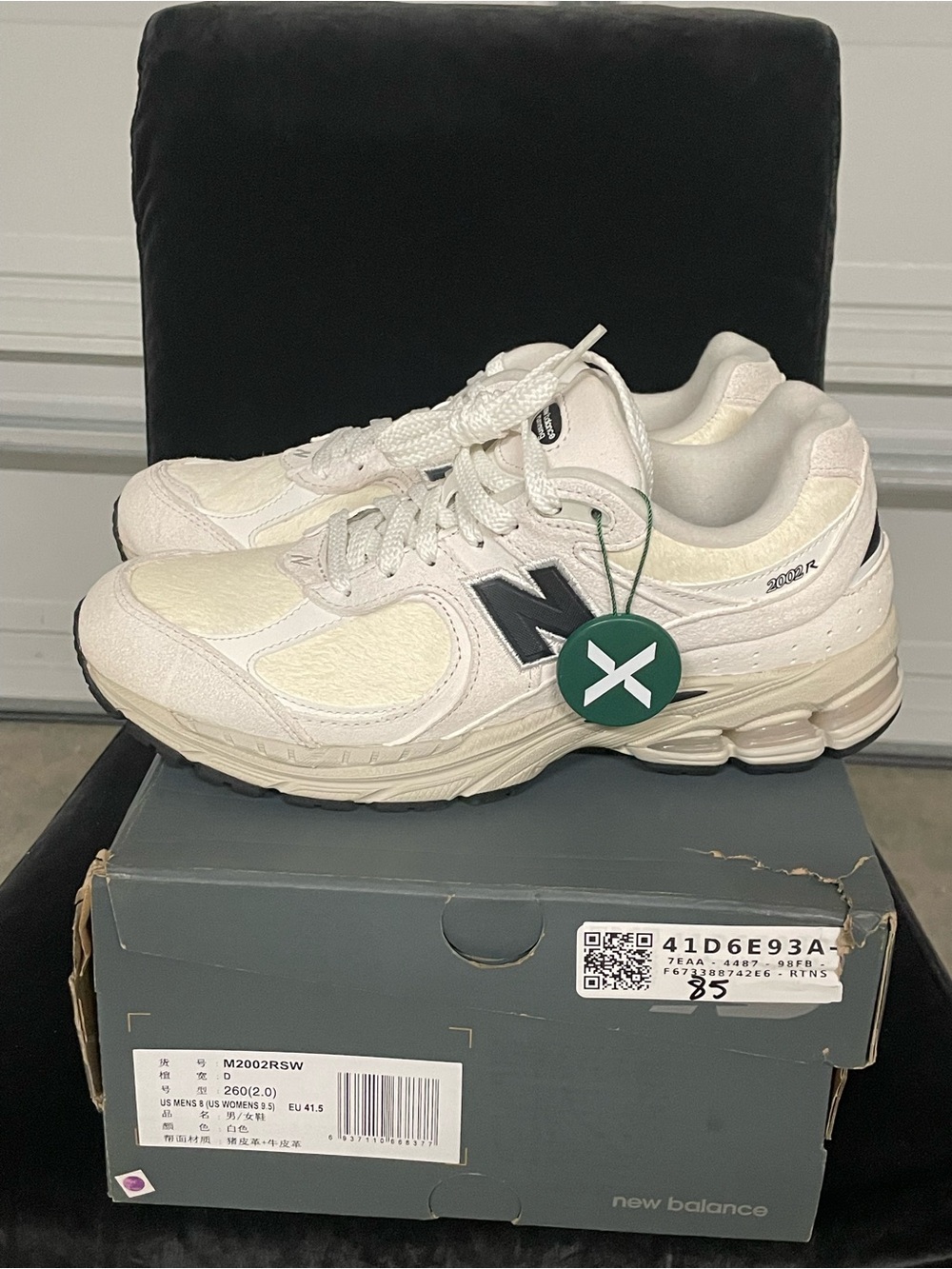 New Balance 2002R SW WHITE PACK Cream/Black Sneakers size 8men/9.5women